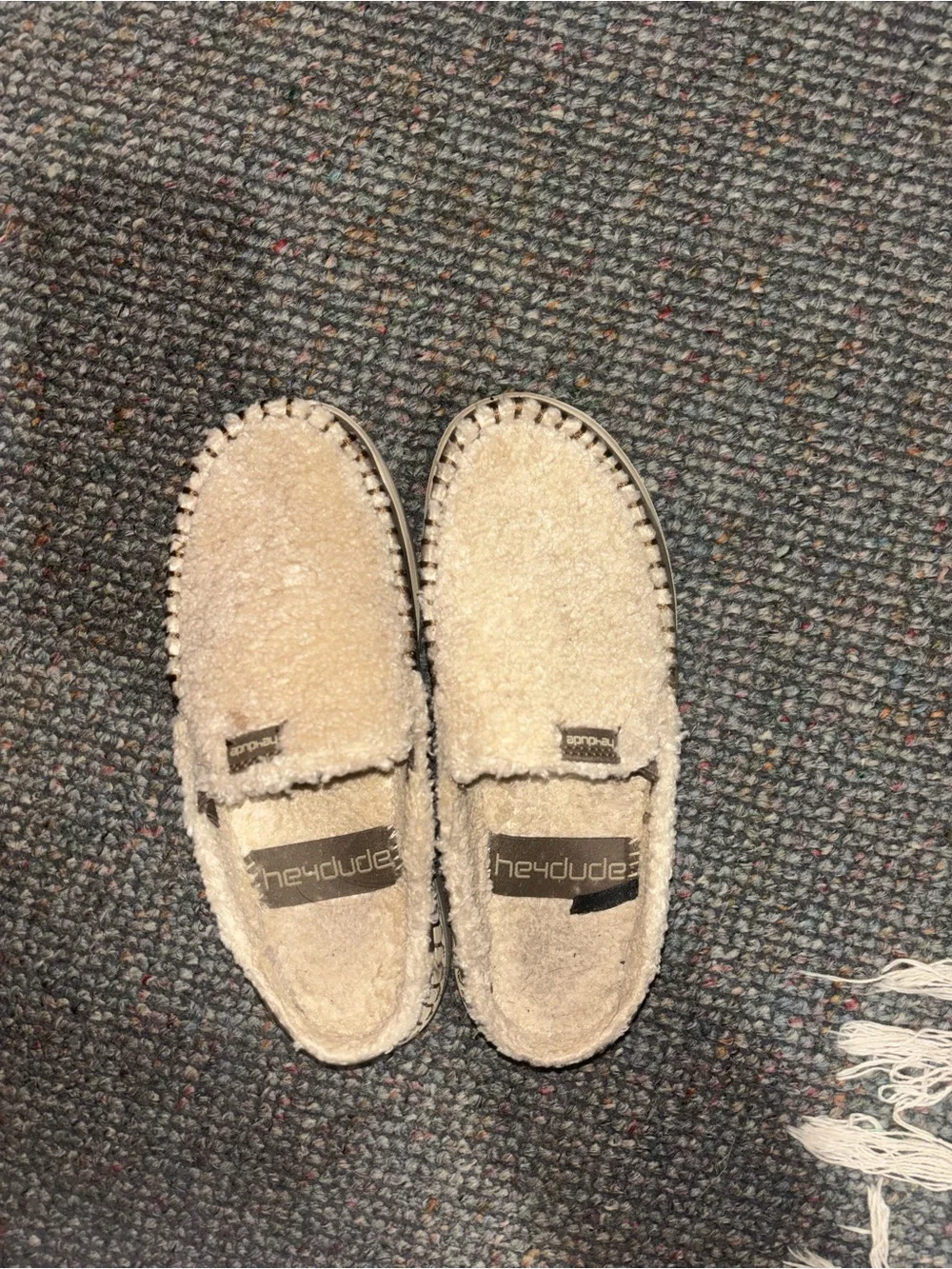Hey Dude Kids Cream Fuzzy Slip-On Moccasins